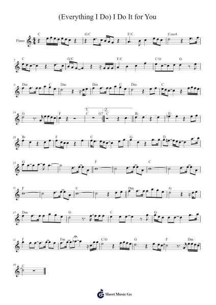 (Everything I Do) I Do It for You 乐谱由 Bryan Adams - 编曲 Ribloor