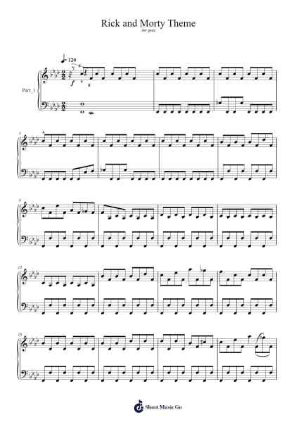 Rick and Morty Theme Ноты для фортепиано от undefined-Arr.Chesria