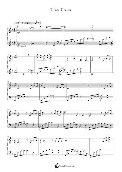 Tifa's Theme (Piano Solo) Sheet Music by Nobuo Uematsu-Arr.Lewcar