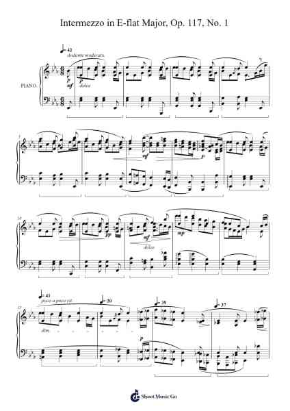 Intermezzo in E-flat Major, Op. 117, No. 1 Sheet Music by Johannes Brahms-Arr.Pearric