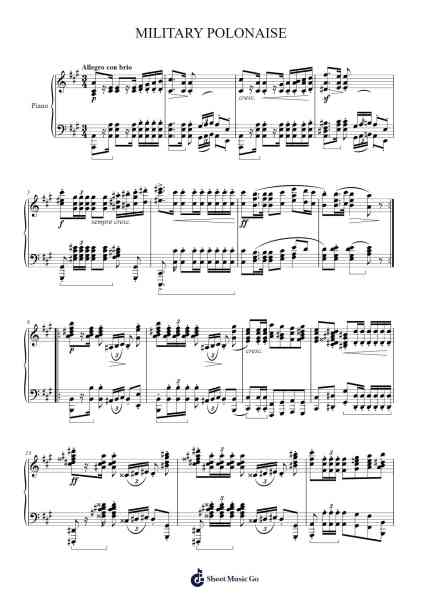 Polonaise in A Major, Op. 40, No. 1 "Military" Sheet Music by Frédéric Chopin-Arr.Hewdys