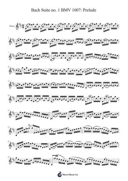 Suite No. 1 in G Major, BWV 1007: I. Prelude Sheet Music by Johann Sebastian Bach-Arr.Sonfy Strasie