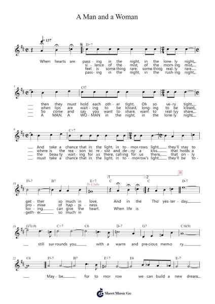 A Man and a Woman Sheet Music by Francis Lai-Arr.Maudfox Mikejames