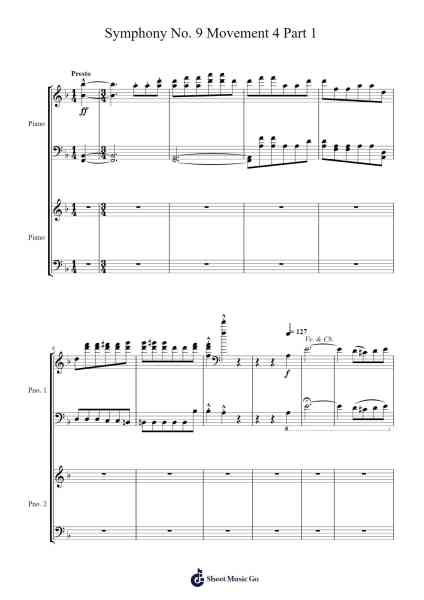 Symphony No. 9 in D Minor, Op. 125: IV. Presto - Allegro assai (Part 1) Sheet Music by Ludwig van Beethoven-Arr.Davebel