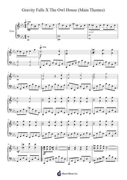 Gravity Falls X The Owl House (Main Themes Piano Mix) Sheet Music by Brad Breeck-Arr.Groral