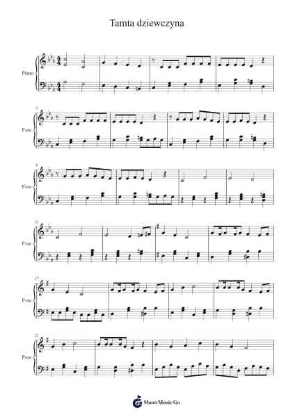 Tamta dziewczyna Sheet Music by Sylwia Grzeszczak-Arr.Cofjeames Nyriam