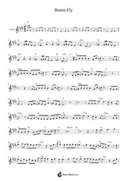 Butter-Fly Sheet Music by Moiwy Paulli-Arr.Milpkins Drewdrich