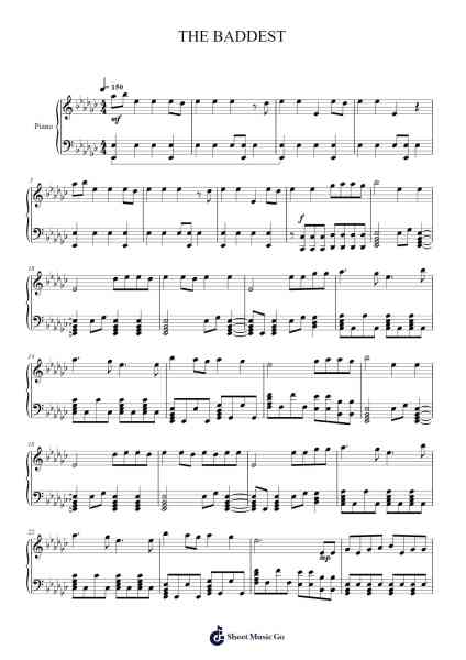 THE BADDEST Sheet Music by K/DA/(G)I-DLE/Bea Miller/Wolftyla-Arr.Hagpold