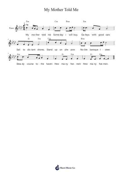 My Mother Told Me 樂譜由 Perly i Lotry - 編曲 Chrismay Penniah