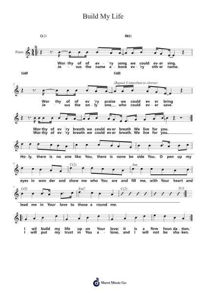 Build My Life Sheet Music by Housefires-Arr.Jefgiles Greren