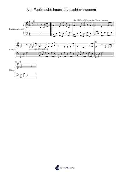 Am Weihnachtsbaum die Lichter brennen Sheet Music by Misc Traditional-Arr.Wilheljones