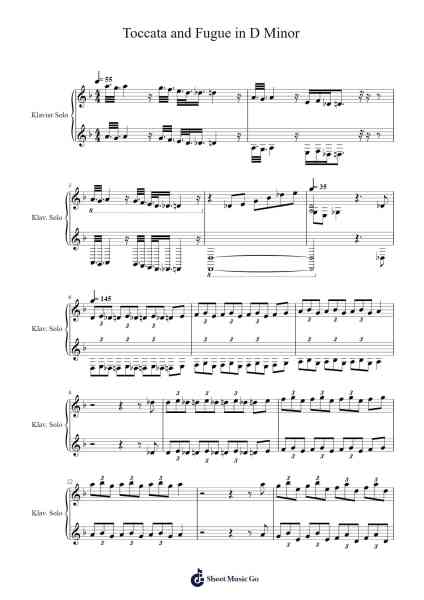 Toccata and Fugue in D Minor, BWV 565 Sheet Music by Johann Sebastian Bach-Arr.Sajoy