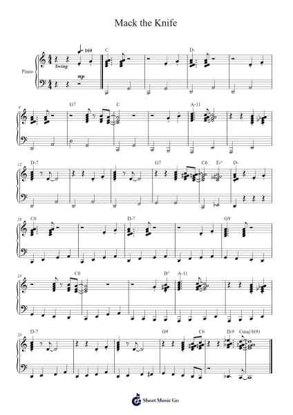 Mack the Knife Sheet Music by Kurt Weill-Arr.Mewyatt