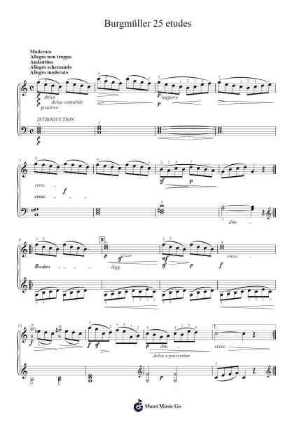 25 Études faciles et progressives, Op. 100 Sheet Music by Friedrich Burgmüller-Arr.Blairharte Titess