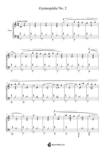 Gymnopédie No. 2 Sheet Music by Erik Satie-Arr.Wesriah