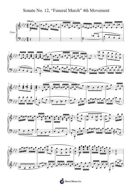 Sonata No. 12 in A-flat Major, Op. 26 "Funeral March": IV. Allegro Sheet Music by Ludwig van Beethoven-Arr.Paggo Bruhale
