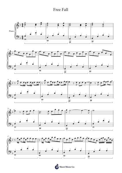 Free Fall Sheet Music by Rongy-Arr.Cashshop