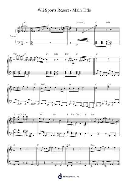 Wii Sports Resort - Main Title Sheet Music by Ryo Nagamatsu-Arr.Wobob Lonray