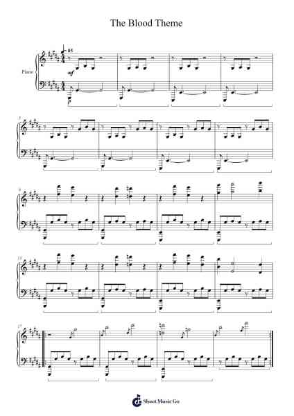 The Blood Theme Sheet Music by -Arr.Croftswilde Ruthtodd
