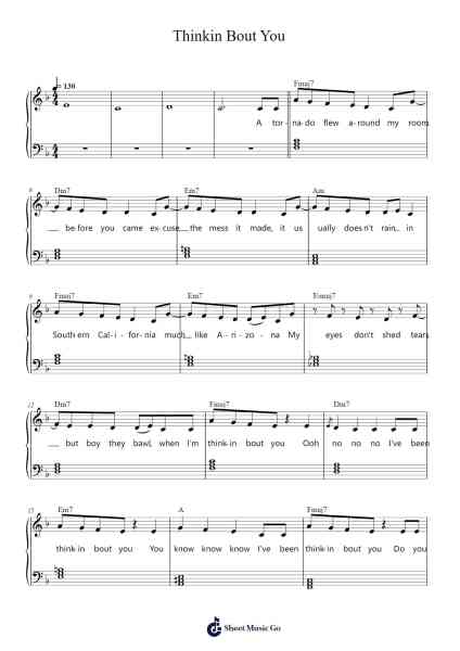 Thinkin Bout You Sheet Music by Frank Ocean-Arr.Saster Hawreed