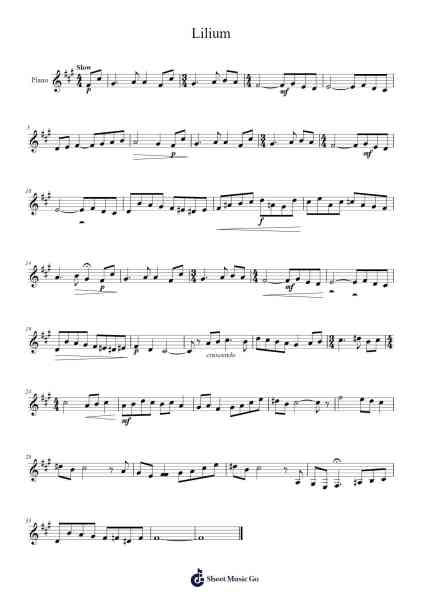 Lilium Sheet Music by undefined-Arr.Morsechi Billra