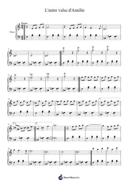 L'autre valse d'Amélie Sheet Music by Yann Tiersen-Arr.Hillian