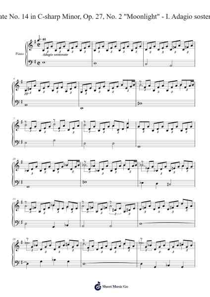Sonate No. 14 in C-sharp Minor, Op. 27, No. 2 "Moonlight" - I. Adagio sostenuto Sheet Music by Ludwig van Beethoven-Arr.Charalph