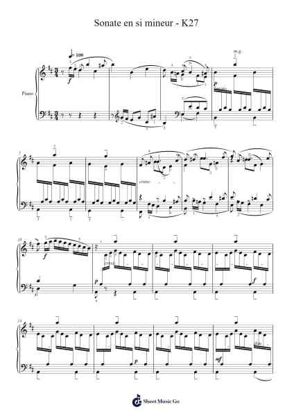 Sonata in B Minor, K. 27 Sheet Music by Domenico Scarlatti-Arr.Funkdrich Mansbing