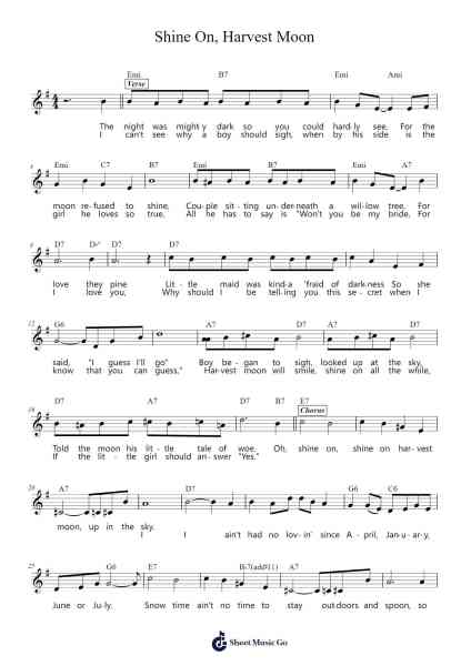 Shine On, Harvest Moon Sheet Music by undefined-Arr.Sibylmos Fordridge