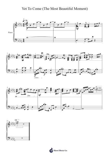 Yet To Come (The Most Beautiful Moment) Sheet Music by BTS-Arr.Scripla Brookfe