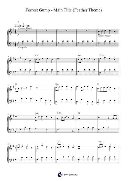 Forrest Gump - Main Title (Feather Theme) Sheet Music by Alan Silvestri-Arr.Nanzie