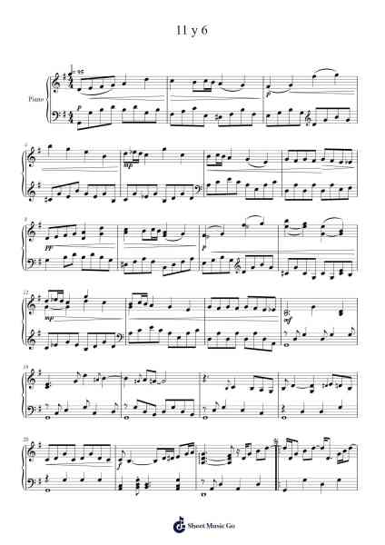 11 y 6 Sheet Music by Fito Páez-Arr.Gemgene