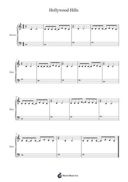 Hollywood Hills Sheet Music by Sunrise Avenue-Arr.Trund Milsoll