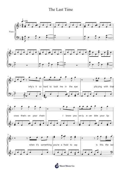 The Last Time Sheet Music by The Script-Arr.Geofchael