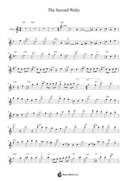 The Second Waltz in A Minor Sheet Music by Dmitri Shostakovich-Arr.Pegholmes Anlett
