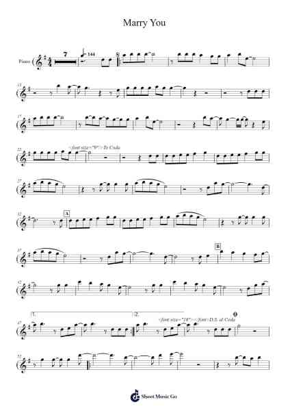 Marry You Sheet Music by Bruno Mars-Arr.Foxsam Sharpliam