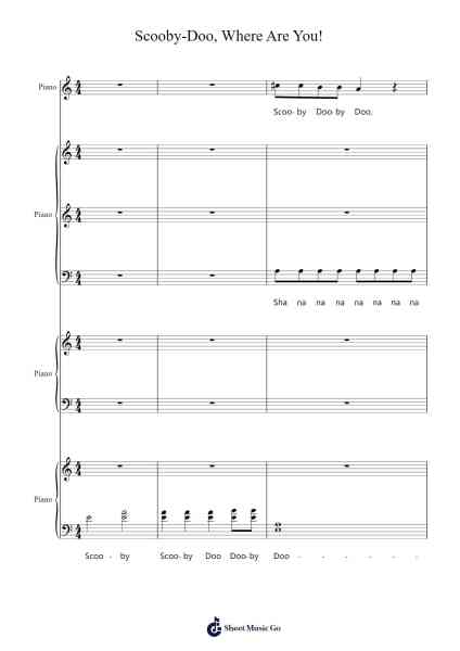Scooby-Doo, Where Are You! Theme Song Sheet Music by Misc Cartoons-Arr.Fowter Brookecooke