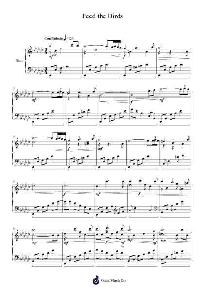 Feed the Birds Sheet Music by Sherman Brothers-Arr.Wobob Lonray