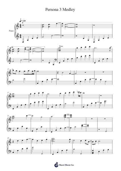 Persona 3 Medley Sheet Music by undefined-Arr.Temlouie Ramsjo