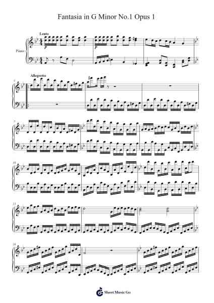 Fantasia in G Minor No.1 Opus 1 Sheet Music by Noctourne-Arr.Louisron Whitemax