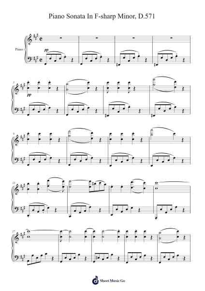 Piano Sonata in F-sharp Minor, D. 571 Sheet Music by Franz Schubert-Arr.Hartclife Joudrea
