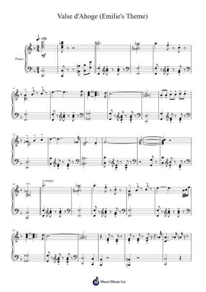 Valse d'Ahoge (Emilie's Theme) Sheet Music by Deniz Akbulut-Arr.Hedbraith