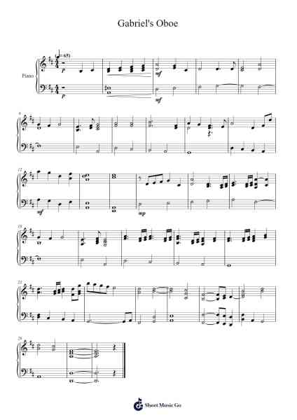 Gabriel's Oboe in D Major Sheet Music by Ennio Morricone-Arr.Leeles Stoweser