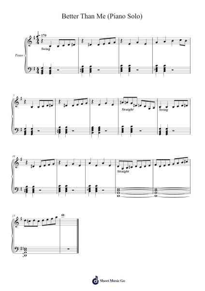 Better Than Me (Piano Solo) Sheet Music by undefined-Arr.Gwenje Cookmike