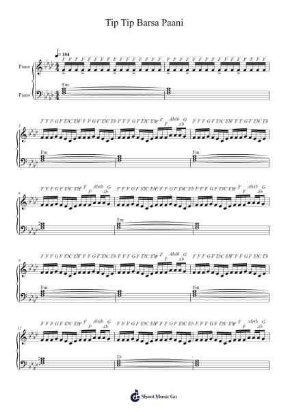 Tip Tip Barsa Paani Sheet Music by Viju Shah-Arr.Feleste Johnren