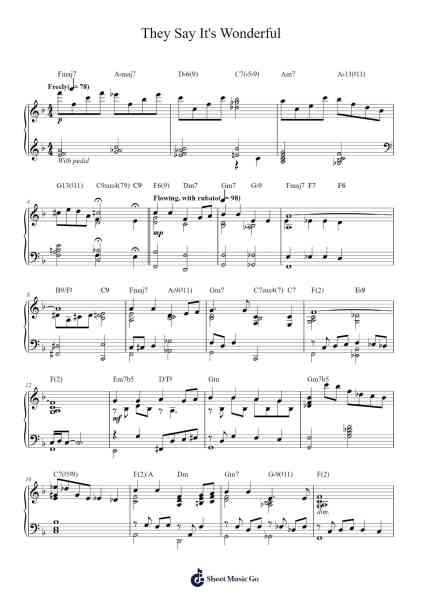 They Say It's Wonderful Sheet Music by Irving Berlin-Arr.Louieby