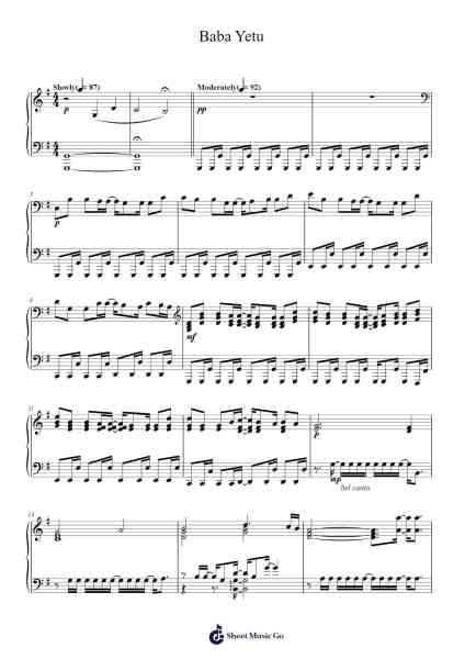 Baba Yetu Sheet Music by Christopher Tin-Arr.Birdbrey