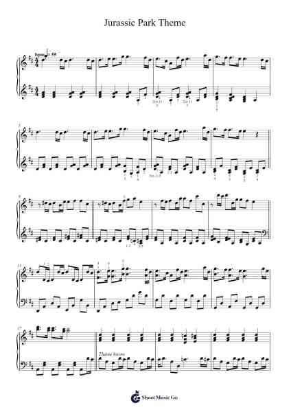 Jurassic Park Theme Sheet Music by John Williams-Arr.Keatsstowe Meyonng
