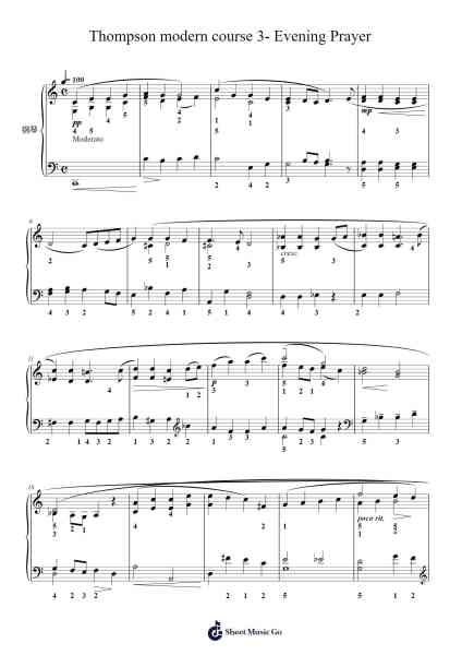 Thompson modern course 3- Evening Prayer Sheet Music by John Thompson-Arr.Caewat Everkent
