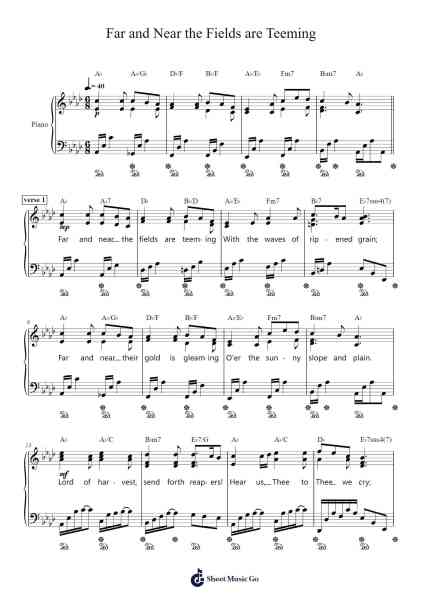 Far and Near the Fields are Teeming Sheet Music by J. B. O. Clemm-Arr.Jobnold